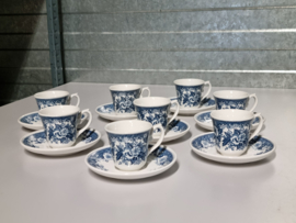 Villeroy en Boch Balmoral petrol set 8x Espresso Kop en Schotel