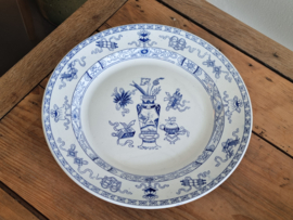 Potiche blauw Petrus Regout groot bord 34,5 cm