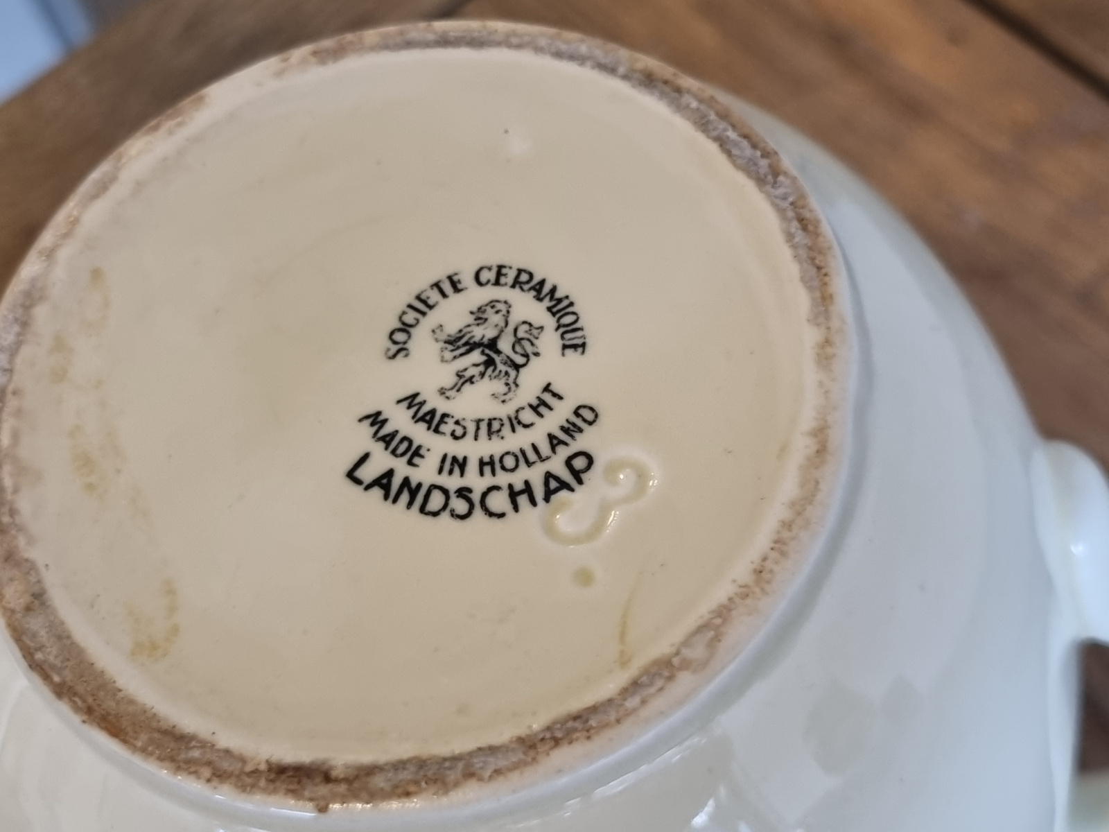 Landschap Zwart Societe Ceramique zeldzame Koffiepot Christiania nr. 3
