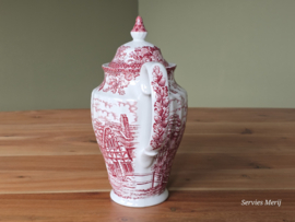 Engels rood Hostess Tableware Merrie Olde England koffiepot theepot