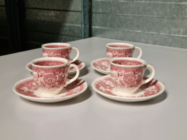 Villeroy en Boch Burgenland rood set 4x Espresso Kop en schotel