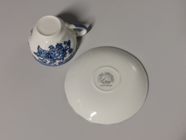 Engels blauw Unicorn Tableware Asiatic Pheasants Kop en schotel