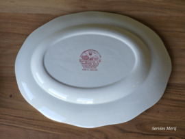 Engels rood Enoch Wedgwood Dickens Coaching Days ovale schaal 36 cm