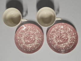 Engels rood Ironstone Tableware set 2x kop en schotel