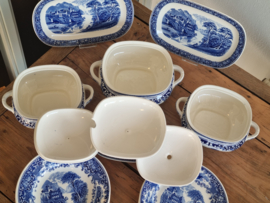 Regout Old England Castillo blauw complete dinerset 8 personen (hoekig model)