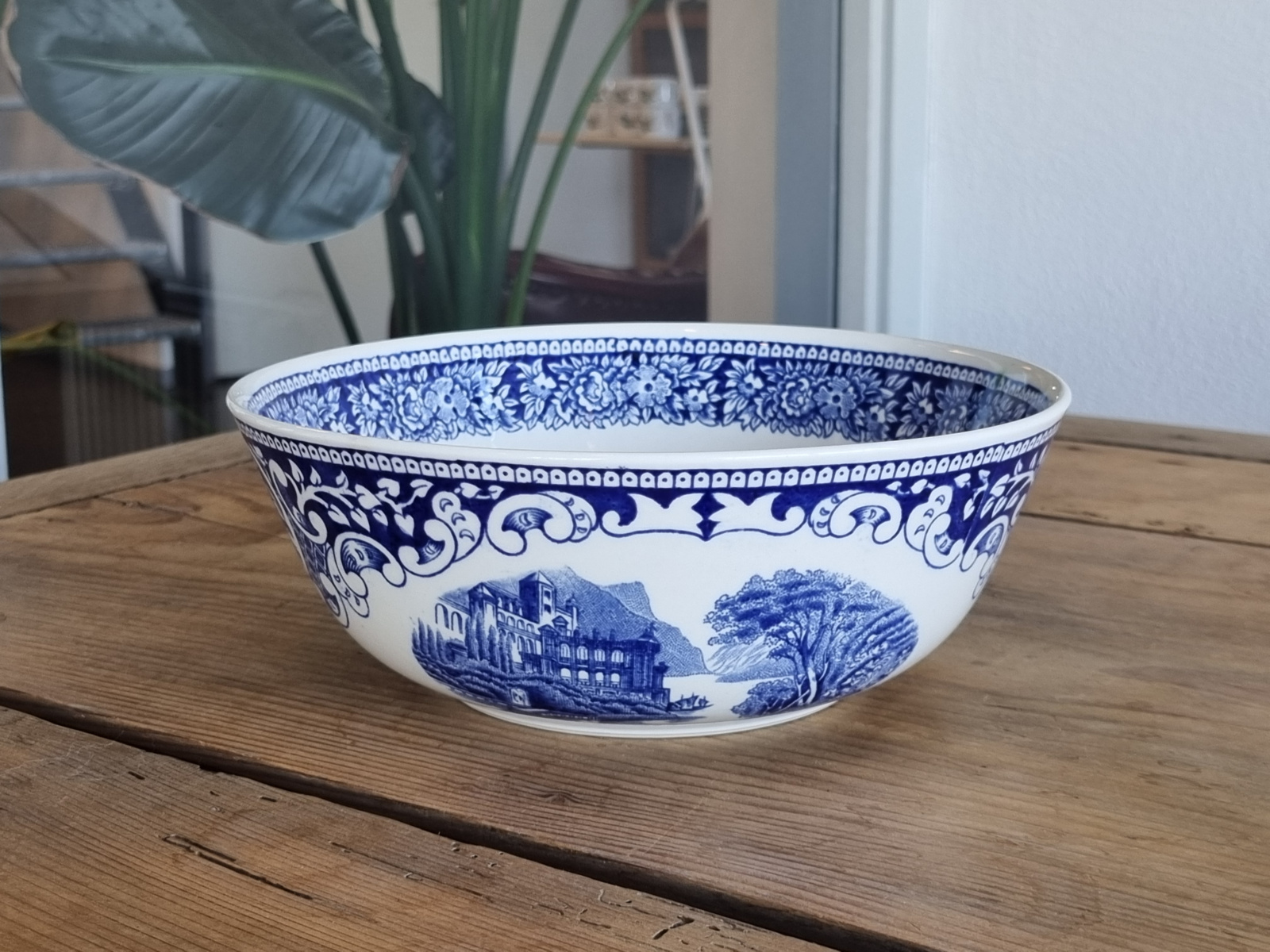 Myott Castillo Old England blauw hoge ronde Schaal 21 cm