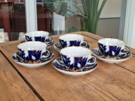 Lomonosov blauw Winternight set 5x Thee Kop en schotel