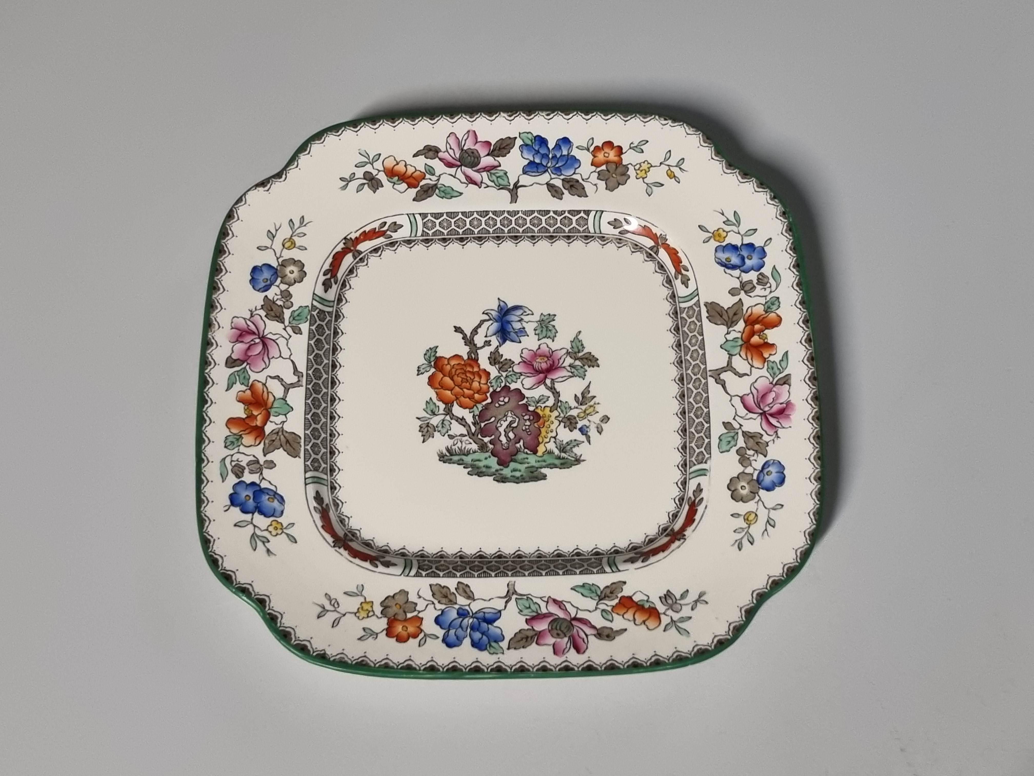 Engels Spode Copeland Chinese Rose vierkant bord 20,5 cm