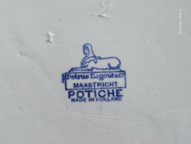Potiche blauw Petrus Regout ovale schaal 34,5 cm
