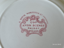 Engels rood Palissy Avon Scenes ontbijtbordje 20 cm