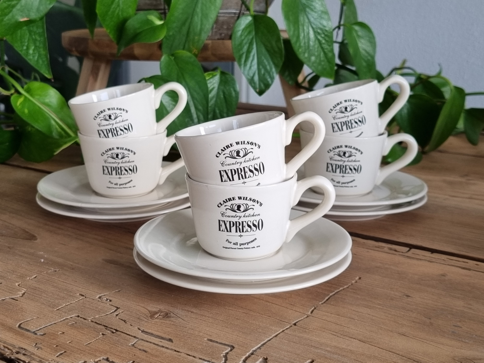 Claire Wilson’s Set 6x Espresso Kop en Schotel Nieuw