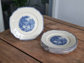 Landschap Blauw Societe Ceramique set 6x Ontbijtbordje 21 cm (hoekig model)