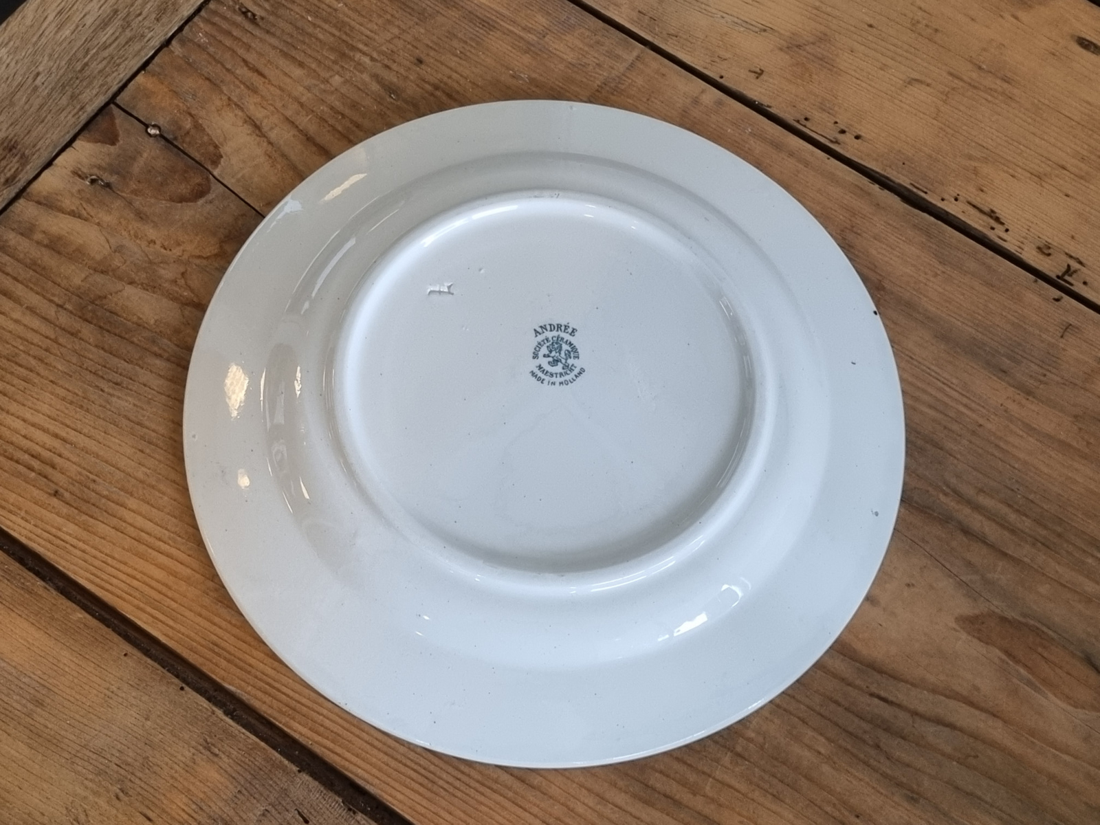 Societe Ceramique Andree petrol Serveerbord Pannenkoekenbord 27,5 cm
