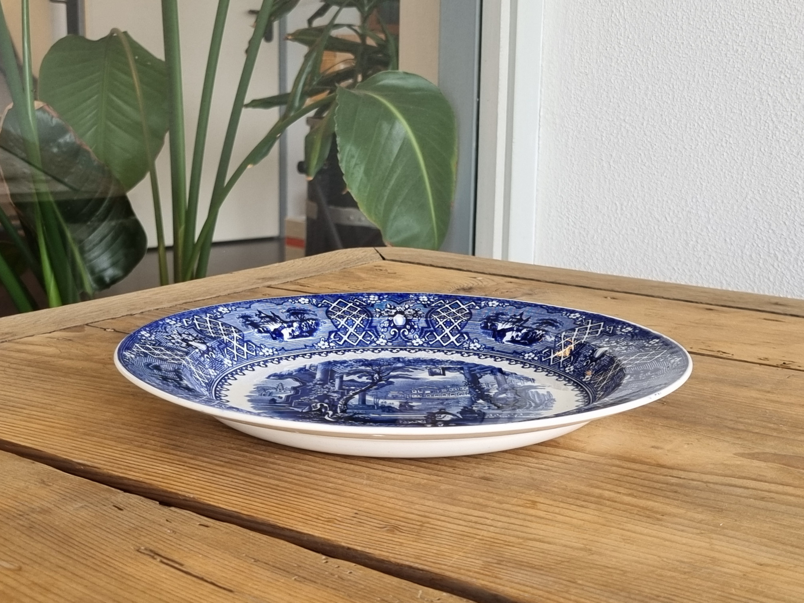 Petrus Regout Flora blauw plat dinerbord 25,5 cm