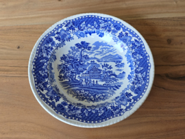 Engels blauw Woods Burslem England Seaforth diep bord 23 cm
