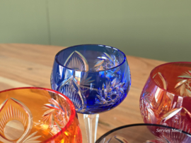 Boheems Kristal Glas set (3) van 6x op hoge voet 18,5 cm alle kleuren