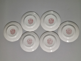 Engels rood Enoch Wedgwood Olde English Village set 6x Bord 17 cm