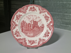 Engels rood Johnson Bros Old Britain Castles Plat Dinerbord 25,5 cm