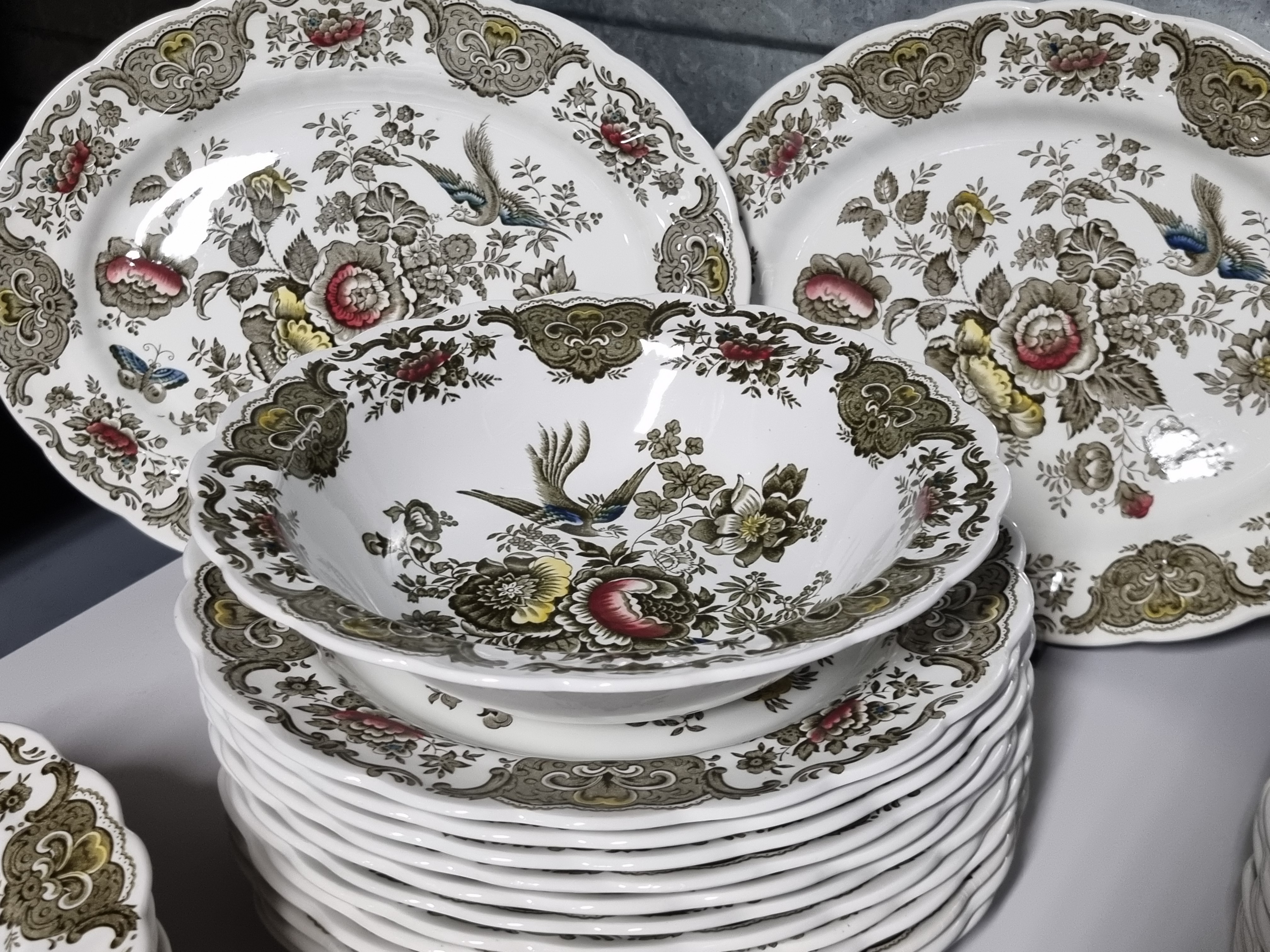 Engels Ridgway Windsor groen gekleurd compleet eetservies 24 personen