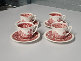 Villeroy en Boch Rusticana rood set 4x Espresso kop en schotel