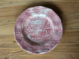 Engels rood Enoch Wedgwood Dickens Coaching Days plat dinerbord 25 cm