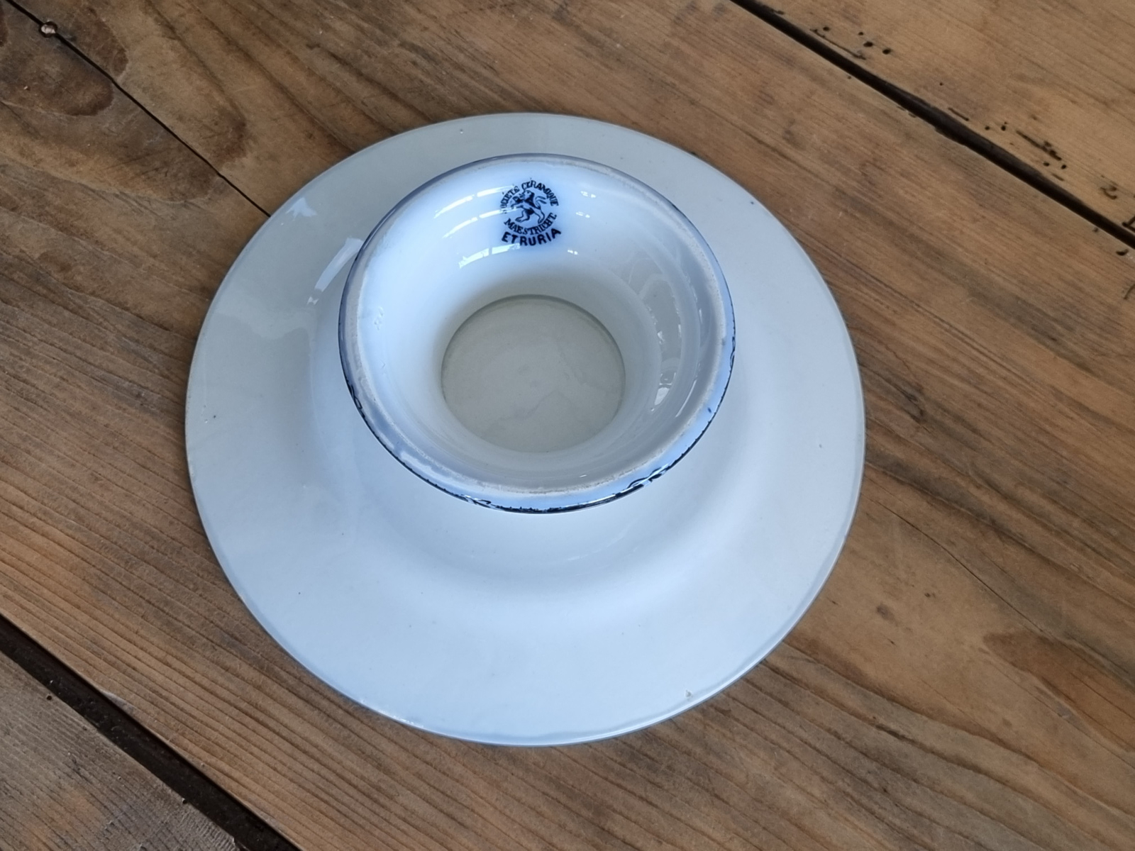 Societe Ceramique Etruria vloeiblauw Tazza Serveerschaal op voet 21 cm