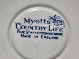 Engels blauw Jachtservies Myott's Country Life set 6x Kop en schotel