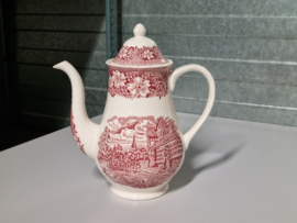 Engels rood Coaching Taverns Royal Tudor Ware Staffordshire Koffie Theepot 19 cm