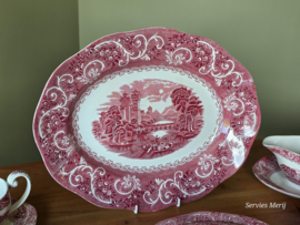 Engels rood Enoch Wedgwood River Scene compleet eetservies 6 personen