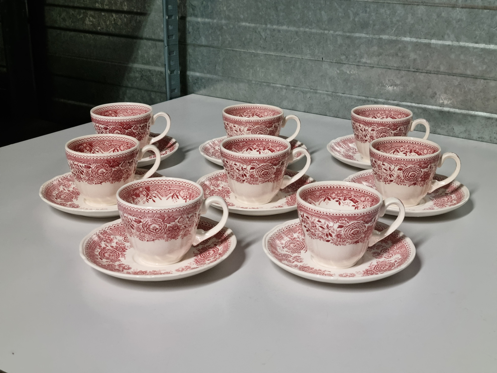 Villeroy en Boch Burgenland rood set  8x Koffie Kop en schotel