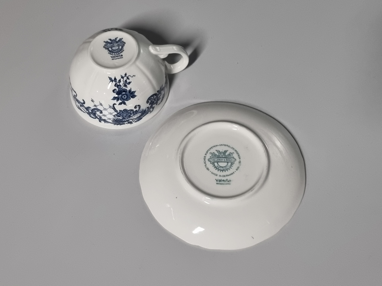 Villeroy en Boch Valeria blauw Thee Kop en schotel 9 cm