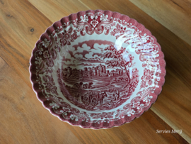 Engels rood Hostess Tableware Olde Country Castles hoge ronde schaal 23 cm