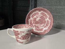 Engels rood Grindley Country Inns kop en schotel (decor binnenin)