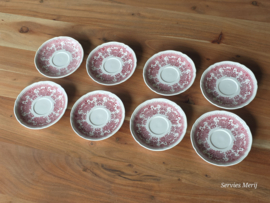 Villeroy en Boch Burgenland rood set 8x koffie kop en schotel (bruin en groen stempel)