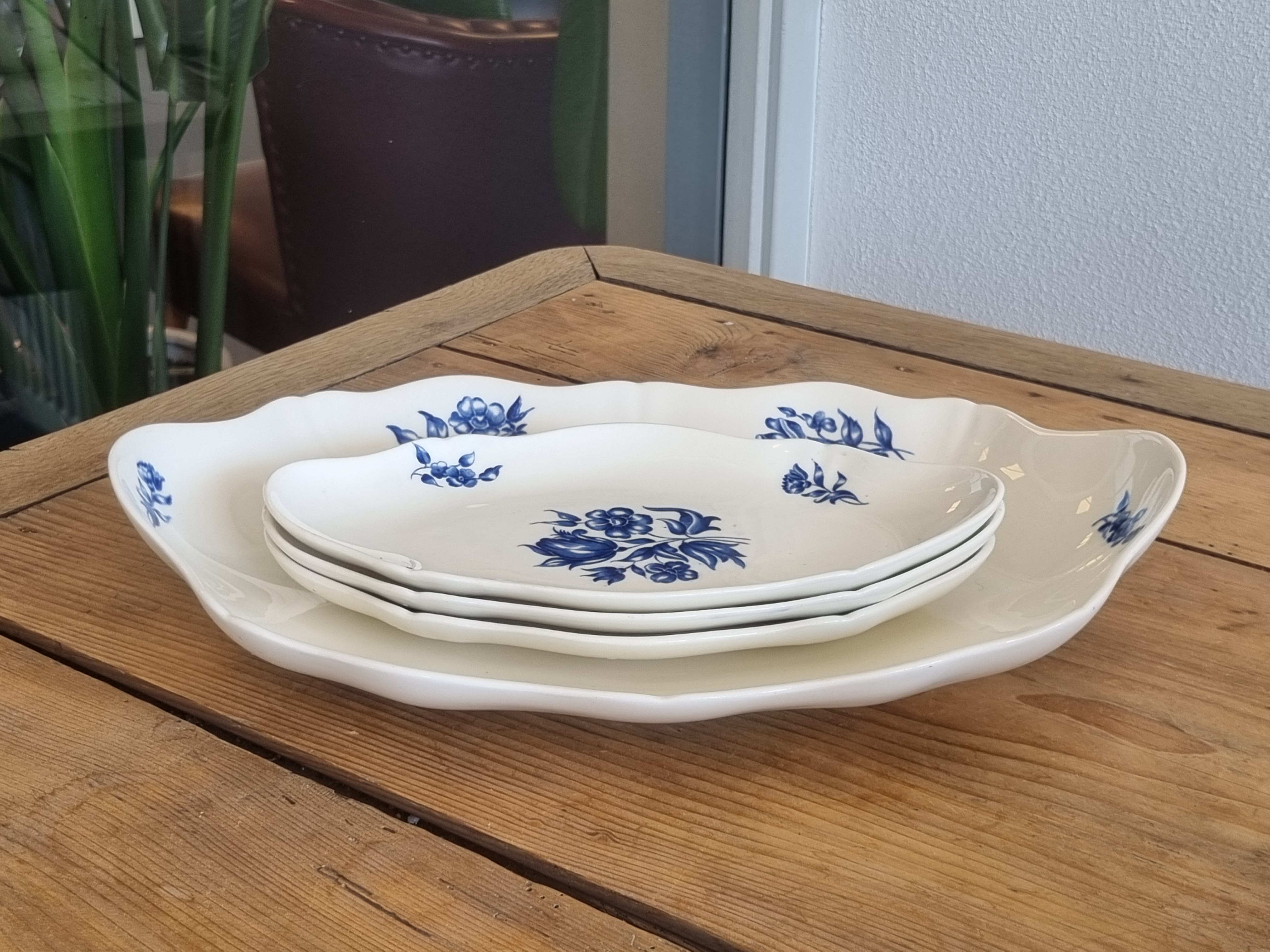 Petrus Regout Bouquet Bleu set 4x schalen