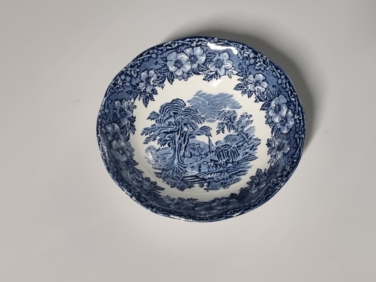 Engels blauw Enoch Wedgwood Woodland ontbijtschaaltje 16 cm