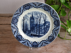 Wandbord Societe Ceramique Mooi Nederland Delft oude Kerk blauw 23 cm