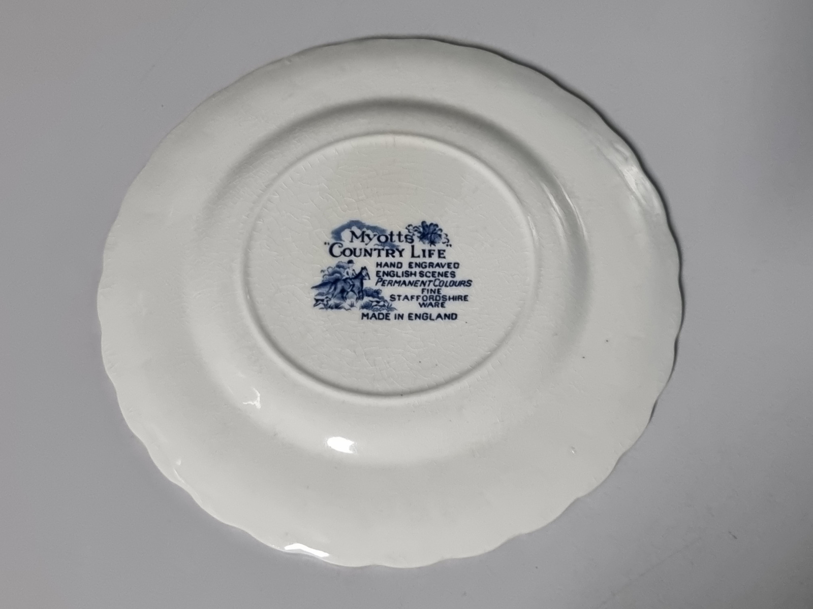 Engels blauw Myott's Country Life bordje 17,5 cm