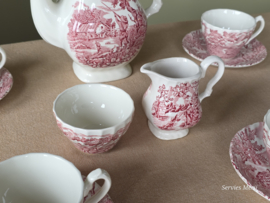 Engels rood The Hunter by Myott Koffie Theeservies 4-personen