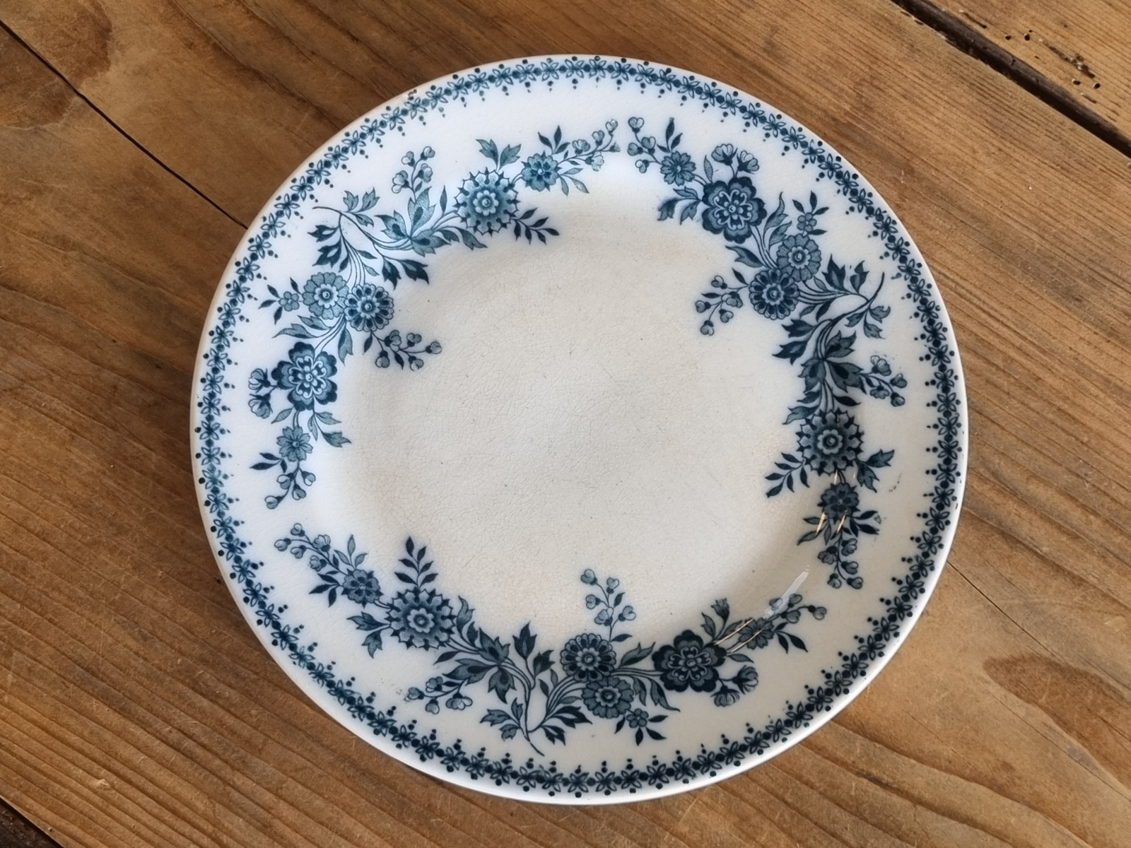 Société Céramique Bruges blauw ontbijtbordje 19,5 cm