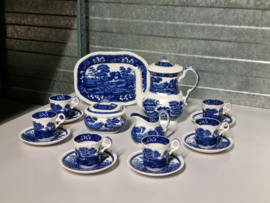 Engels Copeland Spode's Tower  blauw Espresso servies 6-pers