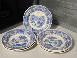 Villeroy en Boch Burgenland blauw set 6x diep bord 25 cm