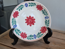 Apart Boerenbont Societe Ceramique Rijstschaal  34 cm / rode bloem met groen