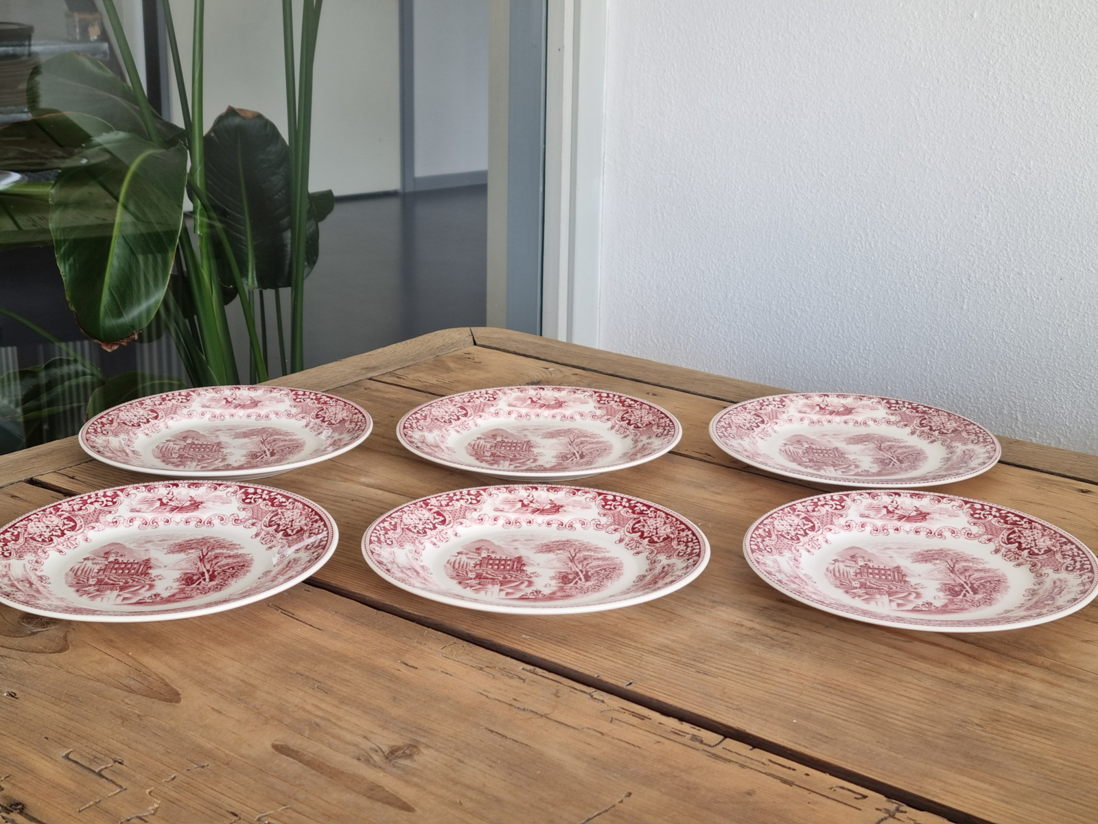 Regout Castillo Old England rood set 6x Ontbijtbordje 20 cm