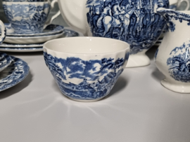Engels blauw Jachtservies Myott's Country Life Koffieservies Ontbijtservies 8-pers.