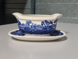 Villeroy en Boch Rusticana blauw Sauskom op vaste onderschotel