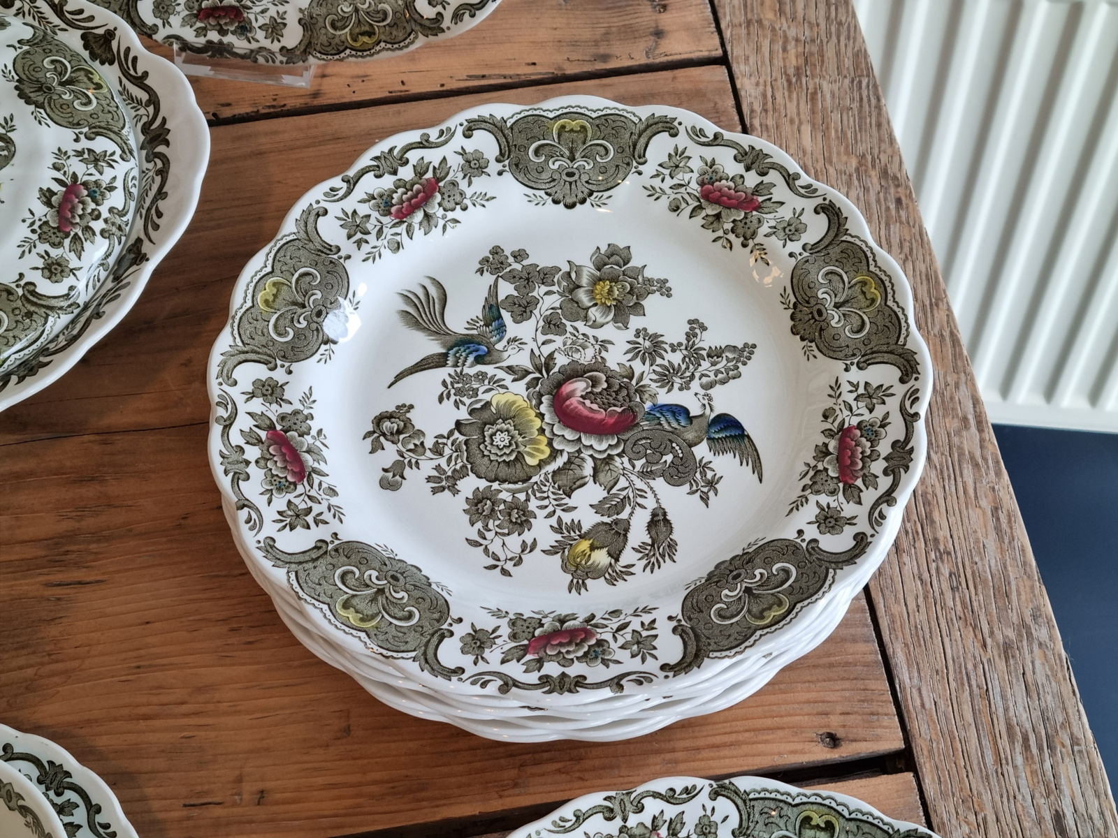 Engels Ridgway Windsor groen gekleurd compleet Servies 6 persoons