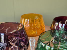 Boheems Kristal Glas set (1) van 6x op hoge voet 20,5 cm alle kleuren