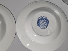 Engels blauw Mix & Match Set 6x diepe borden 22 - 22,5 cm