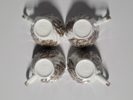 Engels bruin Johnson Brothers Mill Stream set 4x espresso kopje zonder schotel